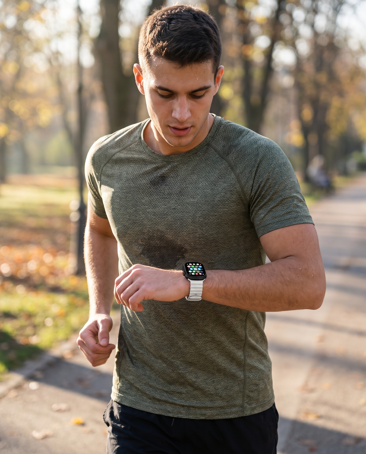 Homme portant la Montre Ultra Max LE BON DEAL en joggant